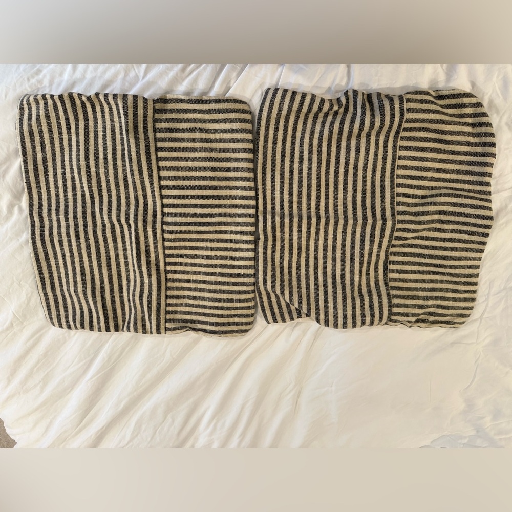 2 Coterie Brooklyn Striped Black and White pillow Cover 23x23